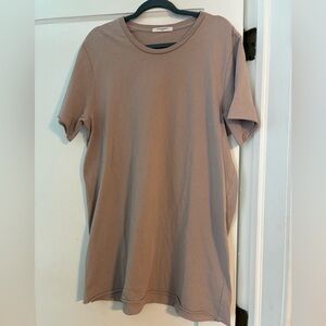 PERFECT WHITE TEE TAUPE SHORT T SHIRT DRESS SZ L